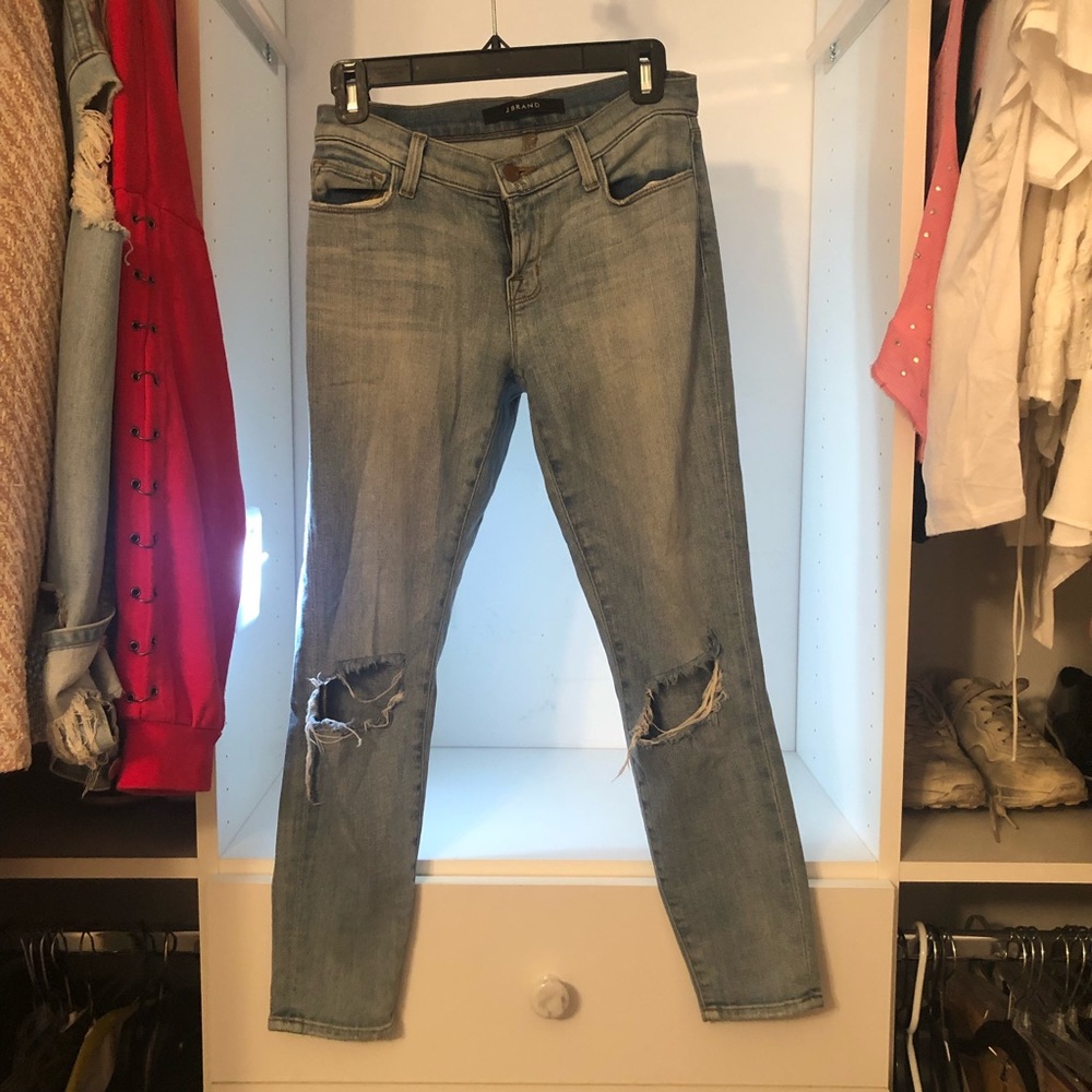 J. Brand Light Wash Jeans with holes on the knee